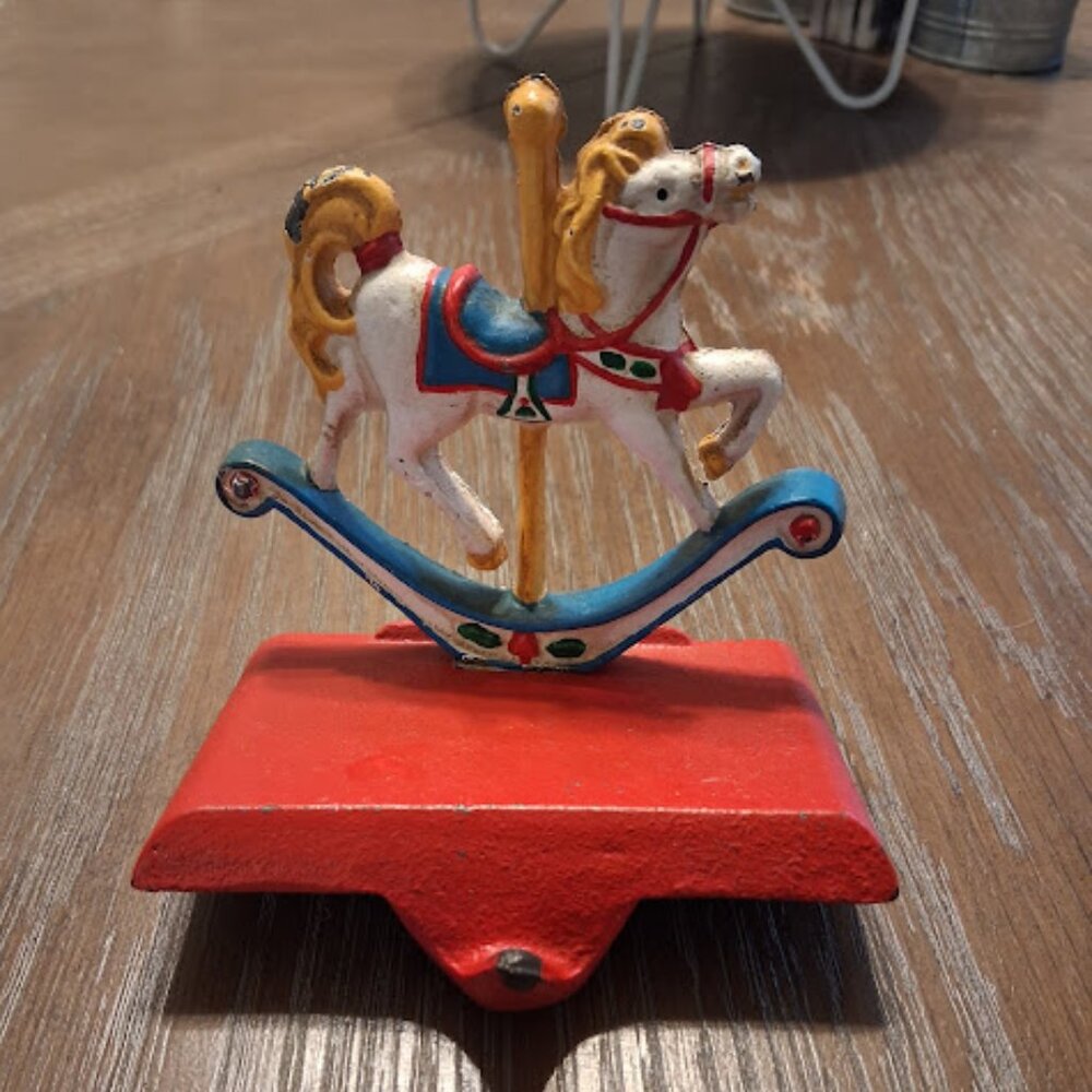 Vintage 90s Carousel Rocking Horse Stocking Hanger